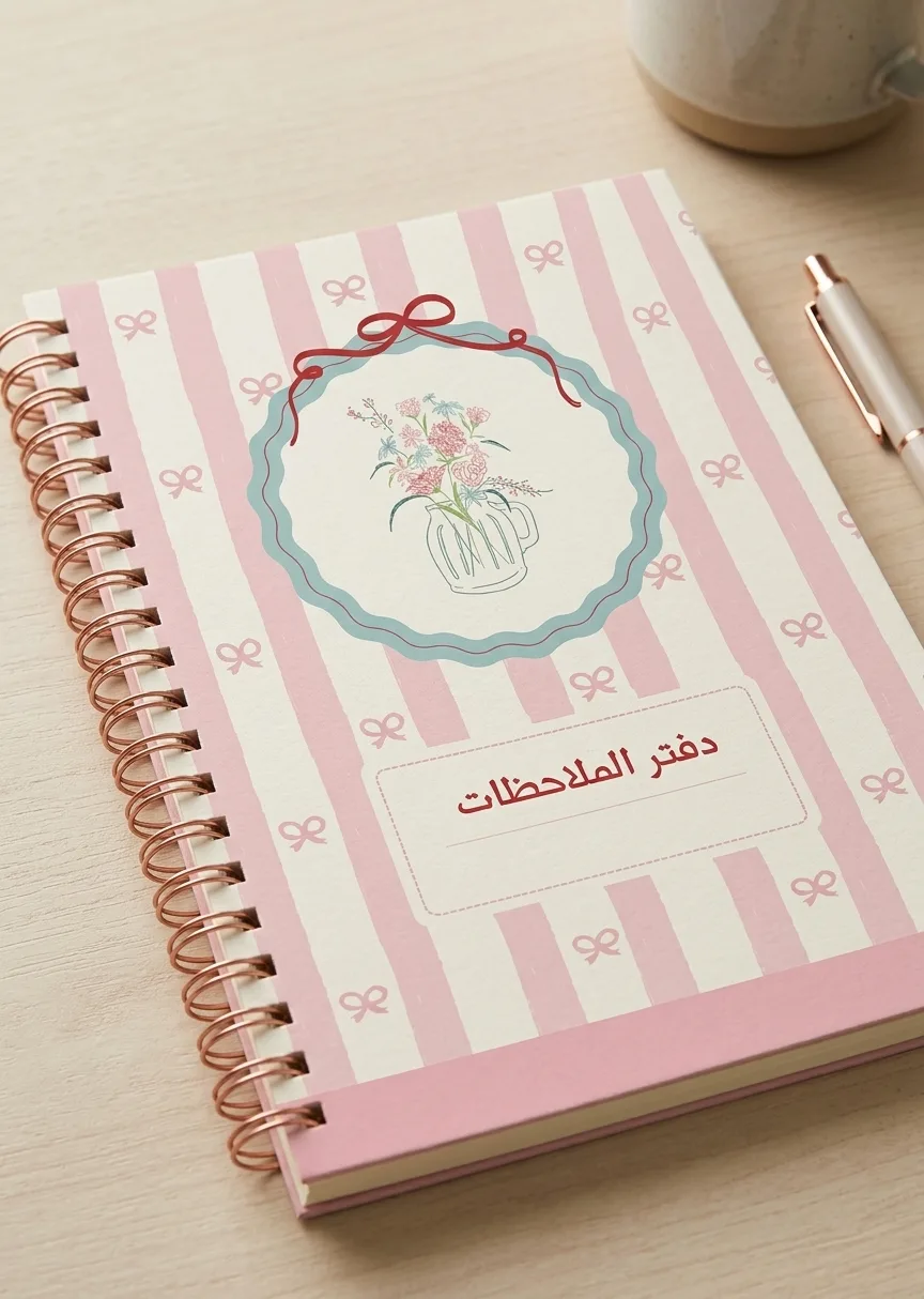 دفتر محاضرات بناتي يحتوي على رقم المحضاضره و ملاحضاتها