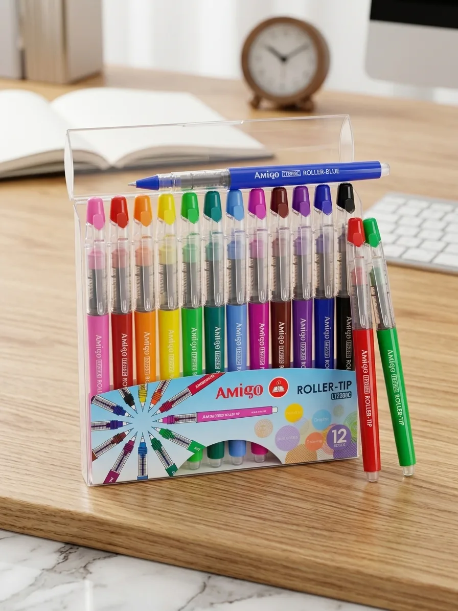 Amigo Roller-Tip Pens 12 Colors LT2309C