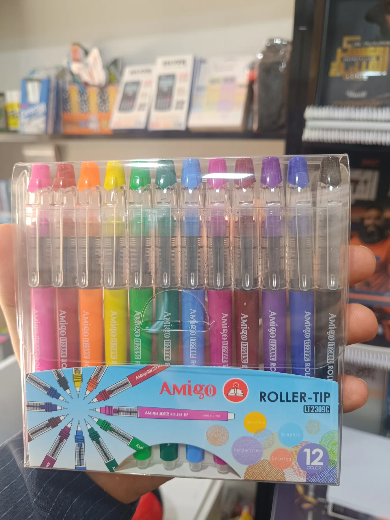 Amigo Roller-Tip Pens 12 Colors LT2309C